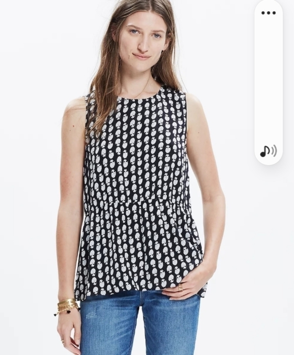 Madewell ruffle bloomstamp swingy peplum top